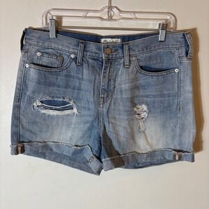Madewell Distressed Cuffed Denim Shorts Size 30 Light Wash